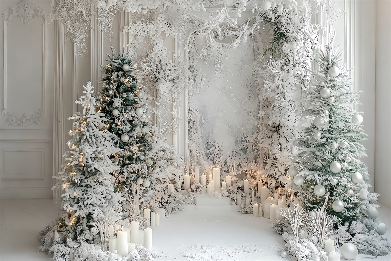 Magical Winter Christmas Forest Candlelight Backdrop BRP9-298