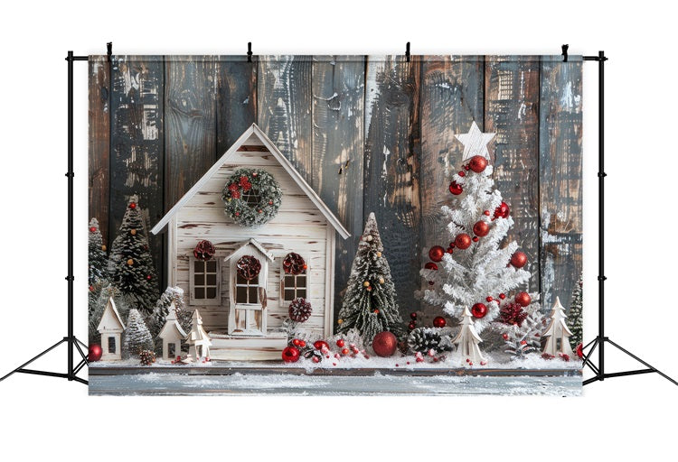 Cozy Cottage Winter Scene Holiday Decor Backdrop BRP9-300