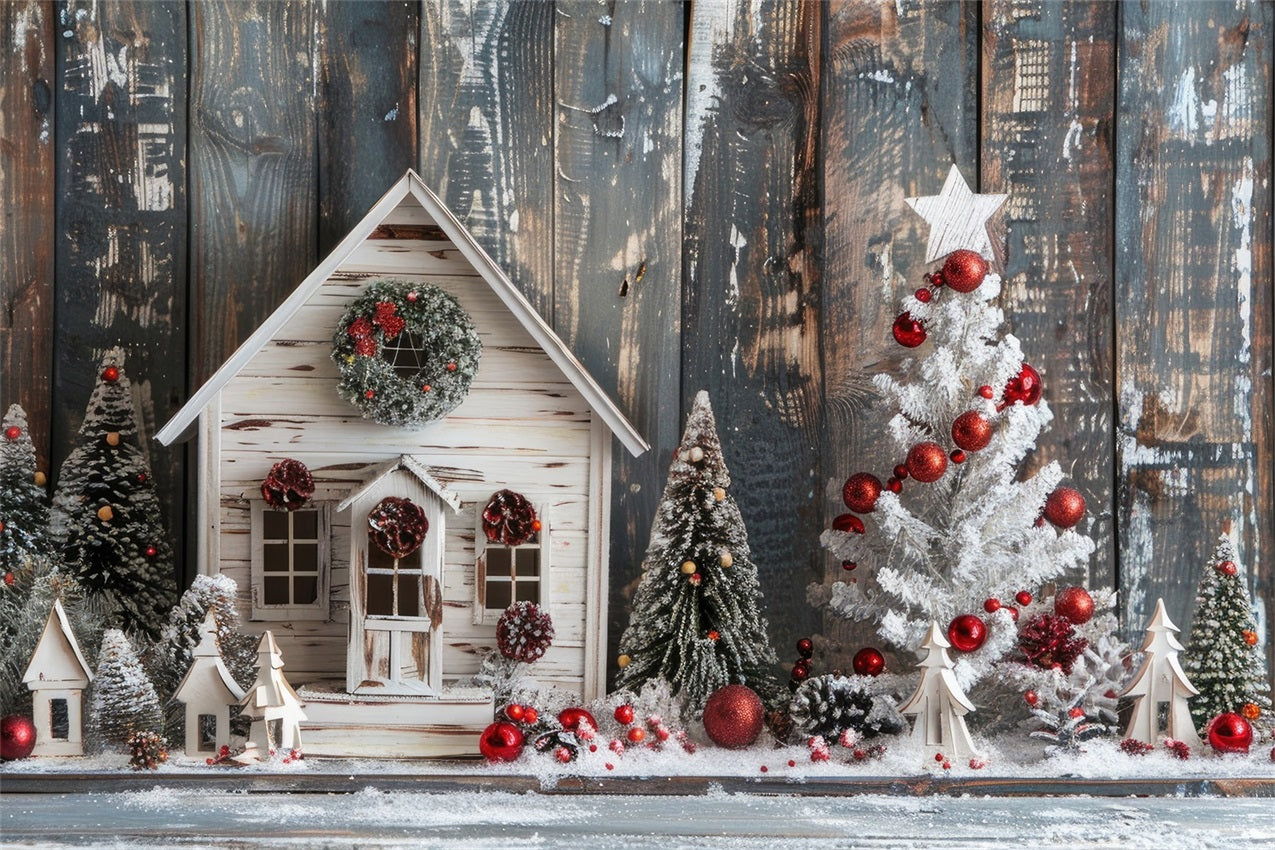 Cozy Cottage Winter Scene Holiday Decor Backdrop BRP9-300