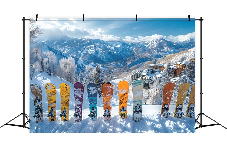 Vibrant Snowboards Winter Alps Photography Backdrop BRP9-305