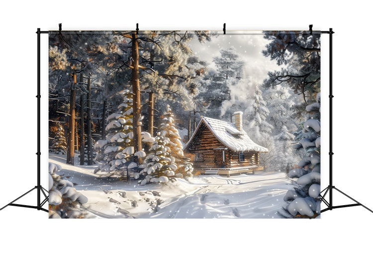 Winter Wonderland Cabin Surrounded Snow Backdrop BRP9-309