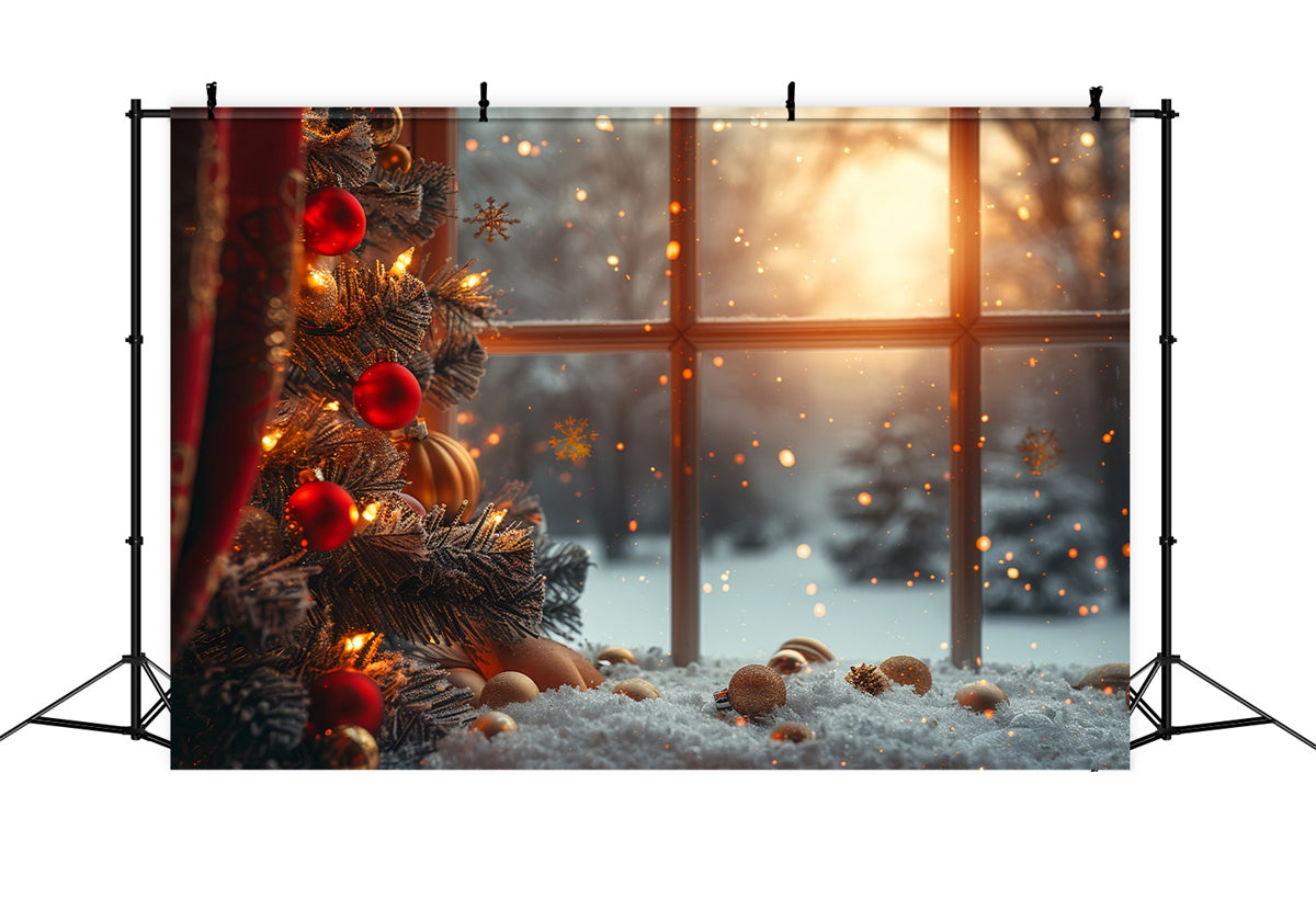 Winter Glow Christmas Snowy View Photography Backdrop BRP9-31