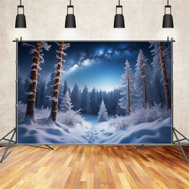 Winter Wonderland Snowy Pine Trees Backdrop BRP9-313