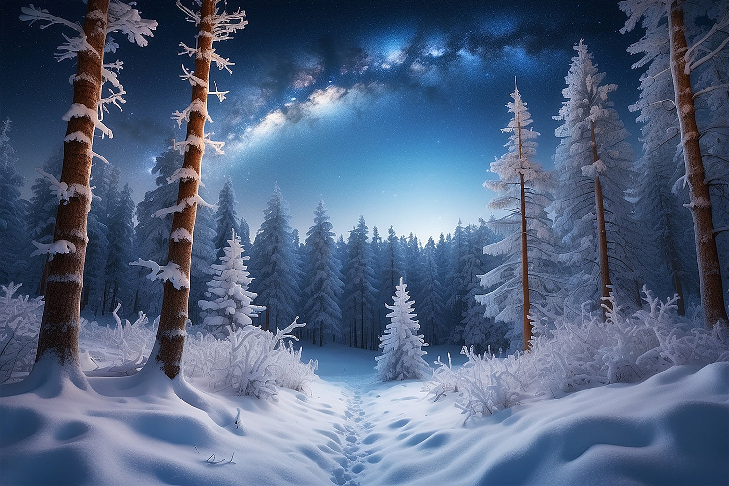 Winter Wonderland Snowy Pine Trees Backdrop BRP9-313