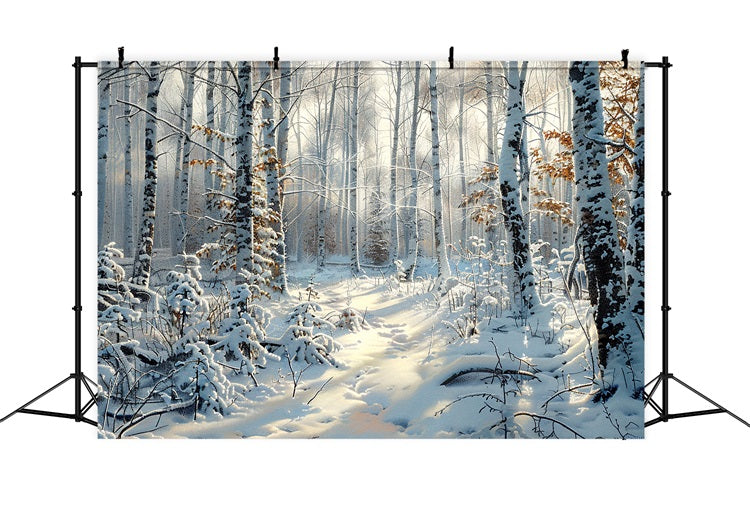 Enchanting Snow Covered Frozen Forest Winter Backdrop BRP9-317