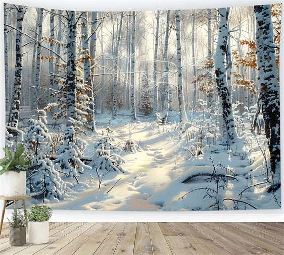 Enchanting Snow Covered Frozen Forest Winter Backdrop BRP9-317