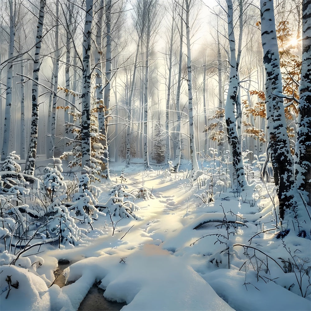 Enchanting Snow Covered Frozen Forest Winter Backdrop BRP9-317