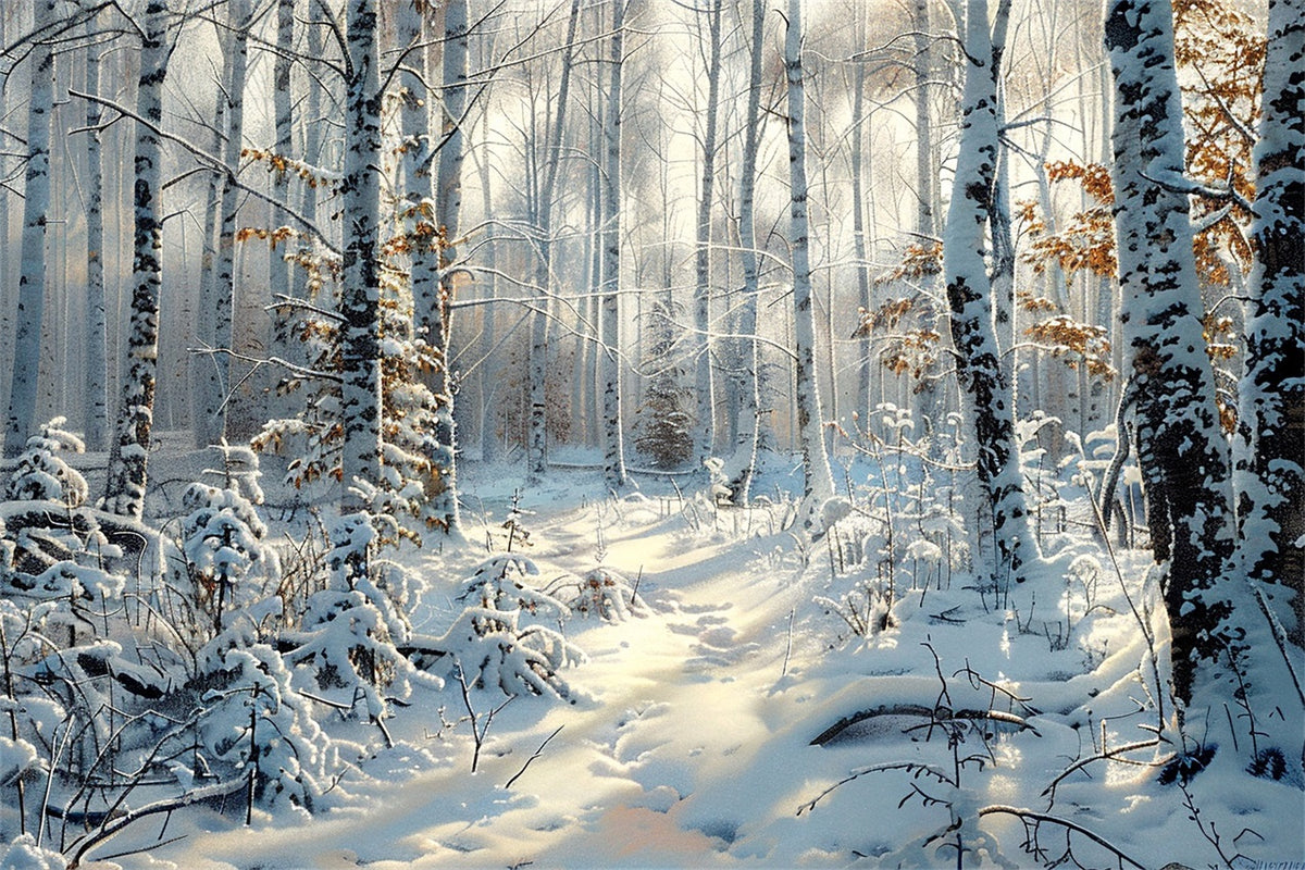 Enchanting Snow Covered Frozen Forest Winter Backdrop BRP9-317