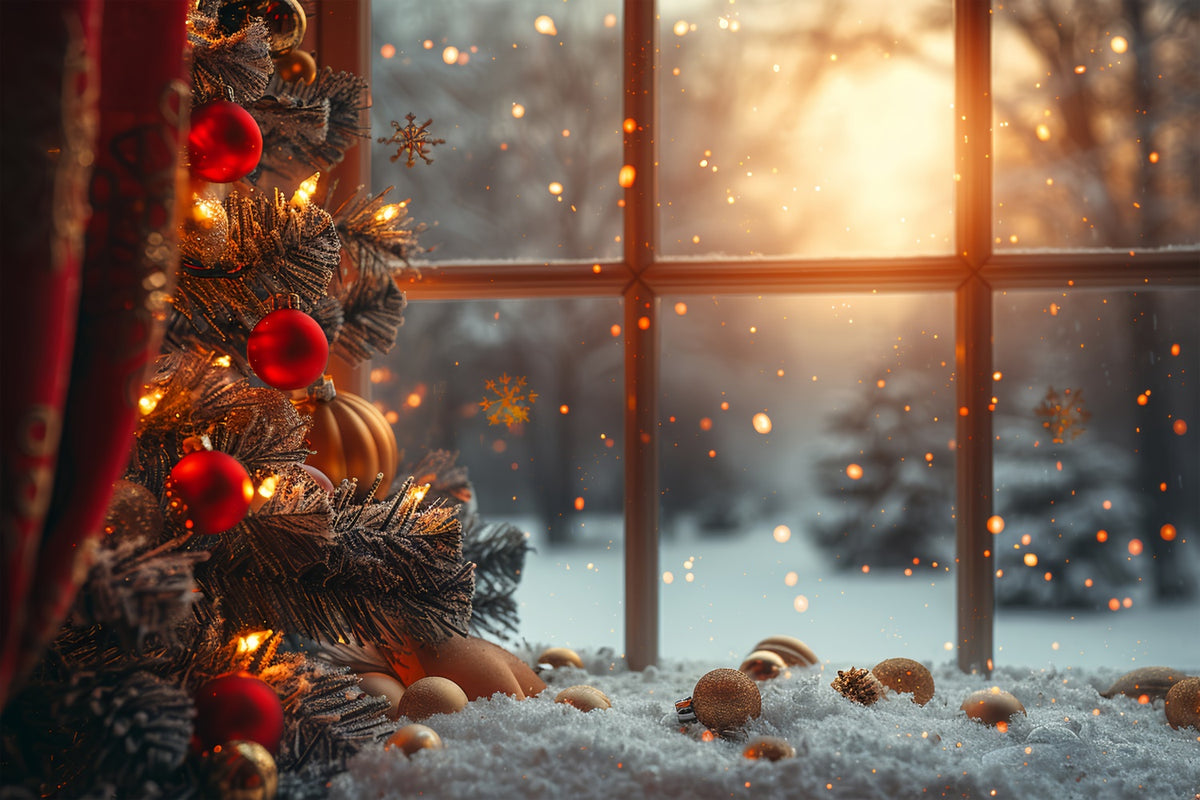 Winter Glow Christmas Snowy View Photography Backdrop BRP9-31