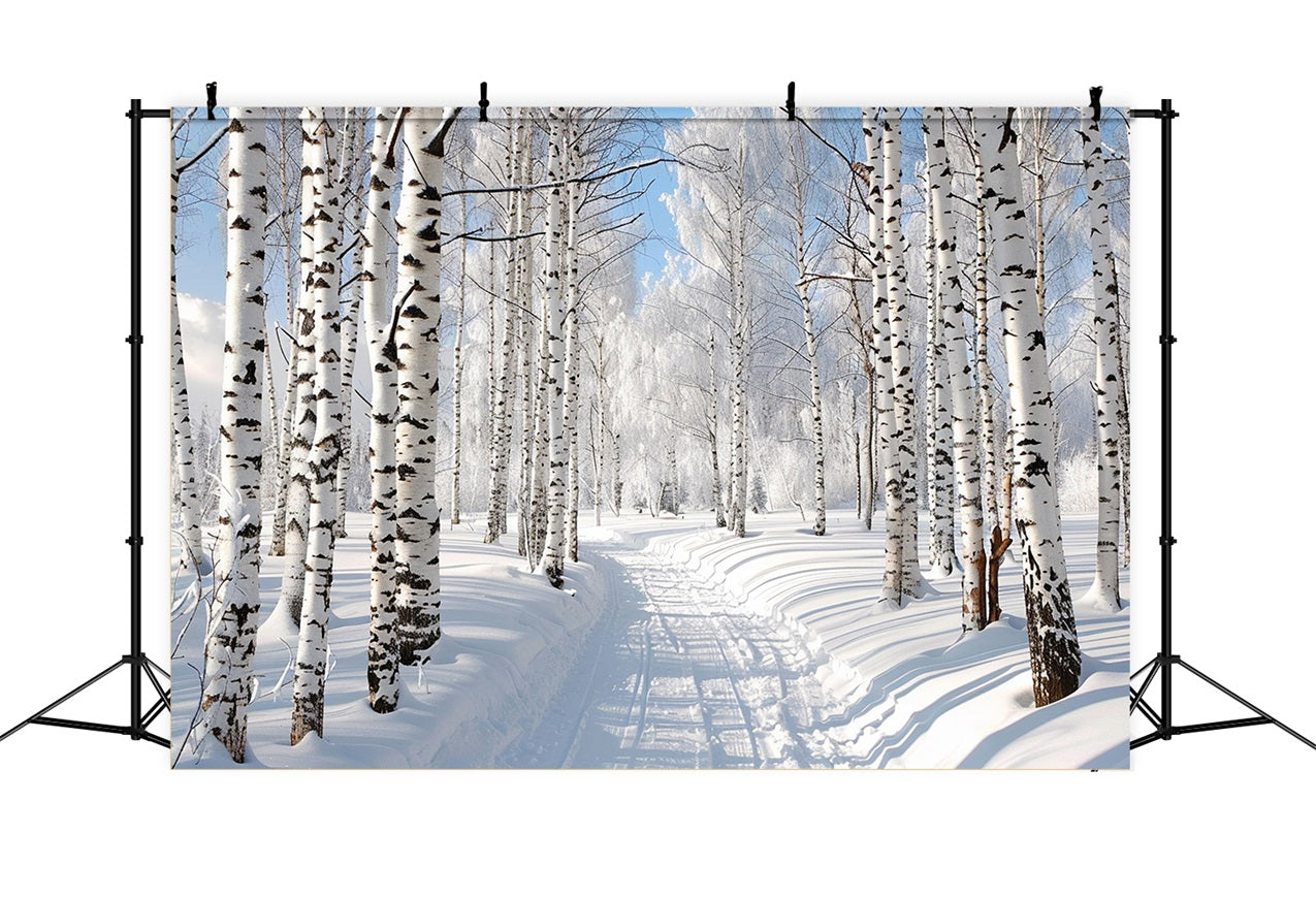 Snow Covered Path Through Winter Forest Backdrop BRP9-321