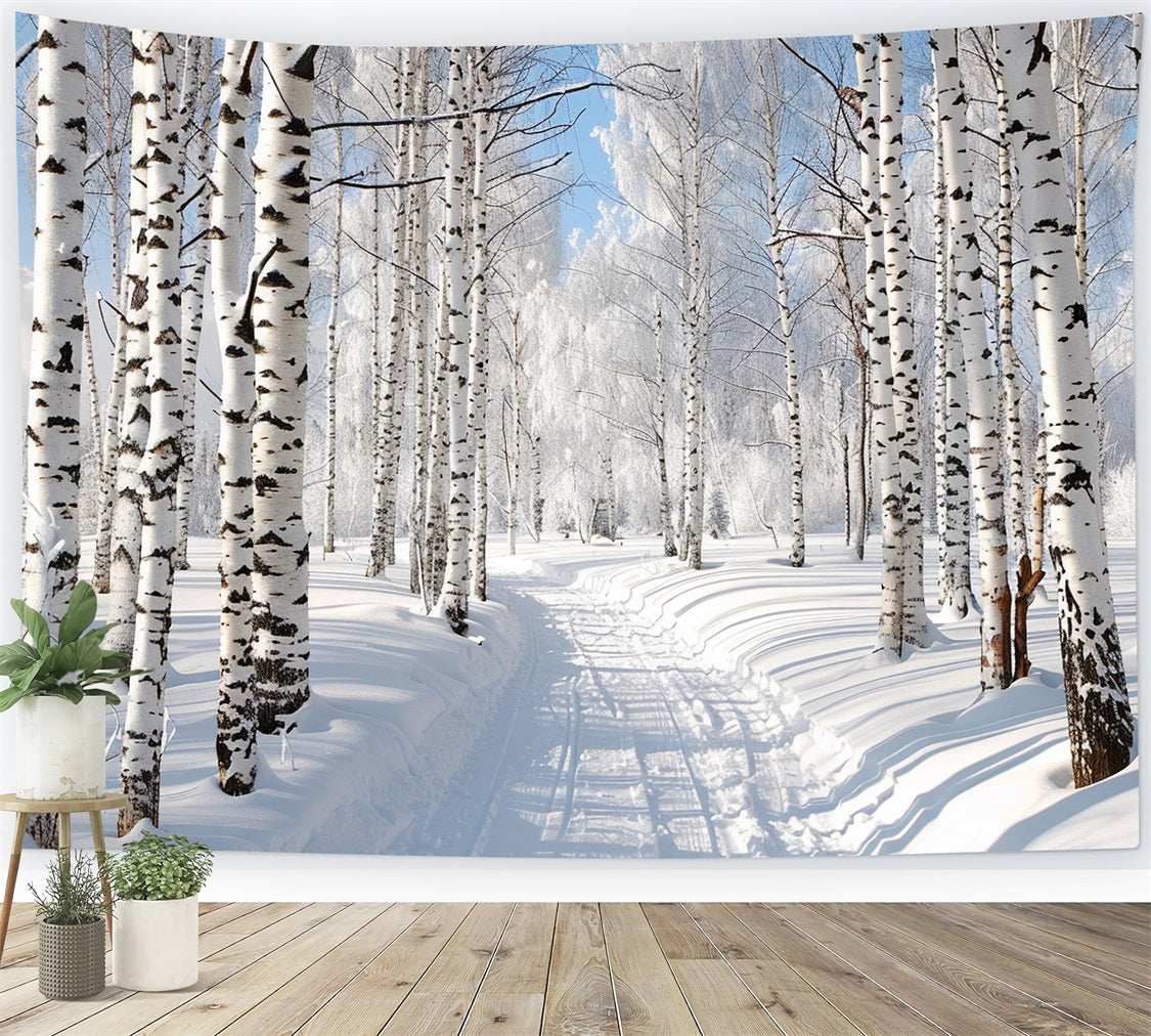 Snow Covered Path Through Winter Forest Backdrop BRP9-321