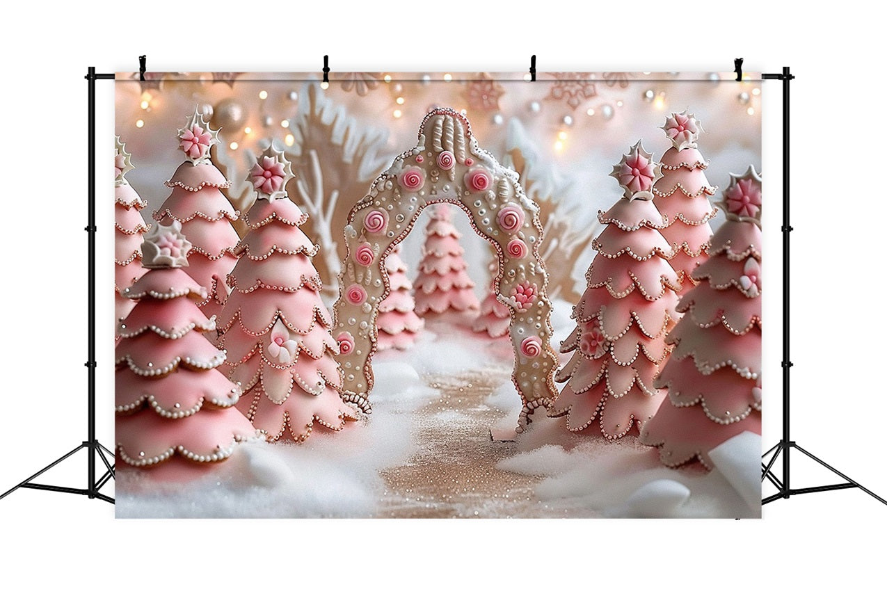 Pink Fantasy Candy Cane Winter Wonderland Backdrop BRP9-330