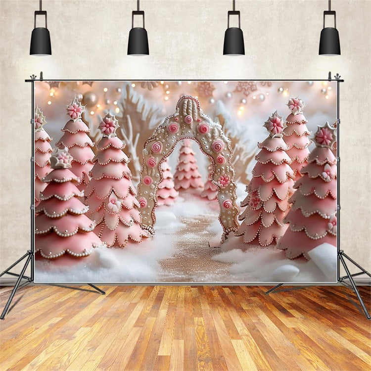 Pink Fantasy Candy Cane Winter Wonderland Backdrop BRP9-330