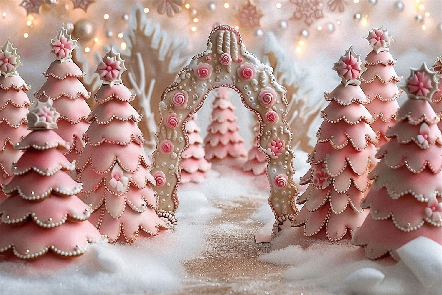 Pink Fantasy Candy Cane Winter Wonderland Backdrop BRP9-330