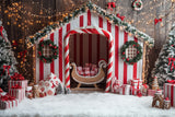 Winter Whimsical Candy Cane Striped House Backdrop BRP9-331