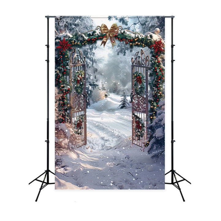 Winter Snowy Forest Decorated Arch Gate Backdrop BRP9-333