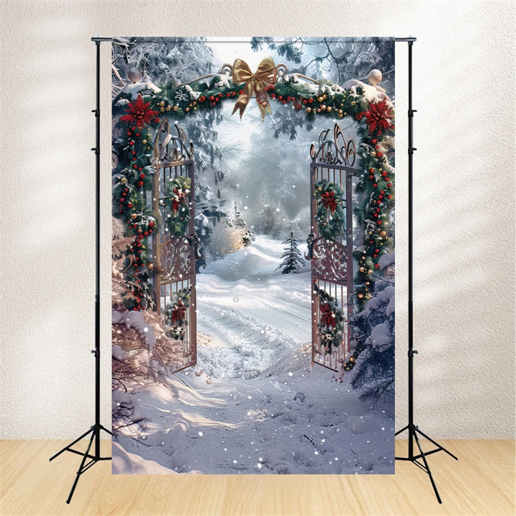 Winter Snowy Forest Decorated Arch Gate Backdrop BRP9-333