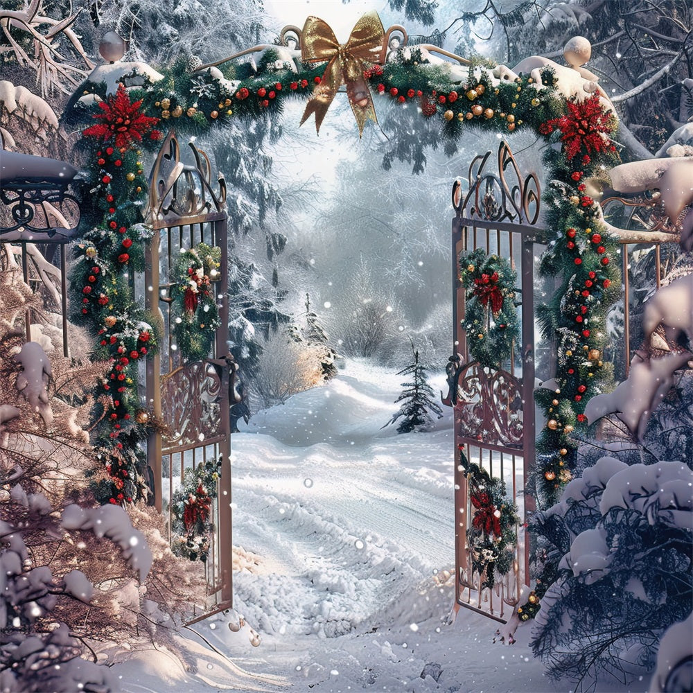 Winter Snowy Forest Decorated Arch Gate Backdrop BRP9-333