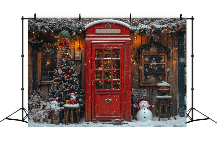 Red Door and Snowman Christmas Cheer Backdrop BRP9-34