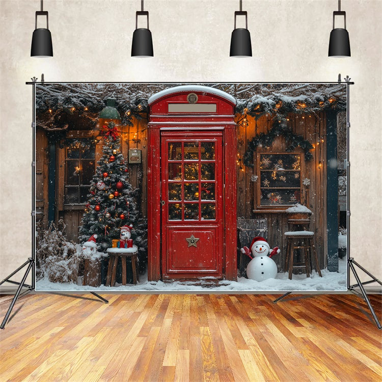 Red Door and Snowman Christmas Cheer Backdrop BRP9-34