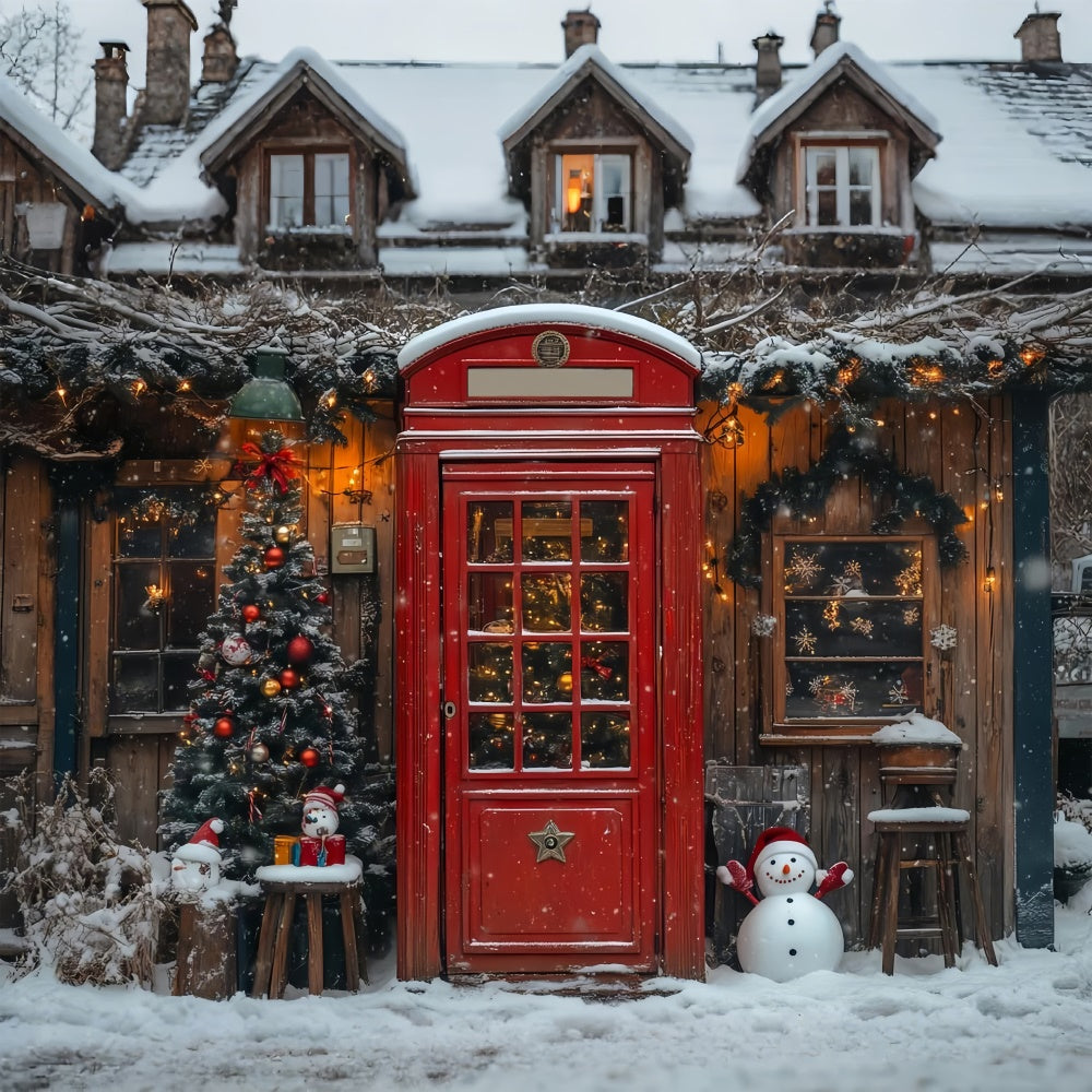 Red Door and Snowman Christmas Cheer Backdrop BRP9-34