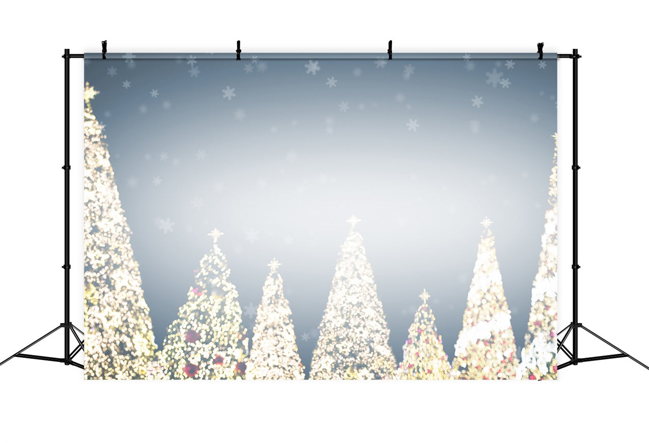 Winter Snowy Luminous Trees Snowflake Backdrop BRP9-340