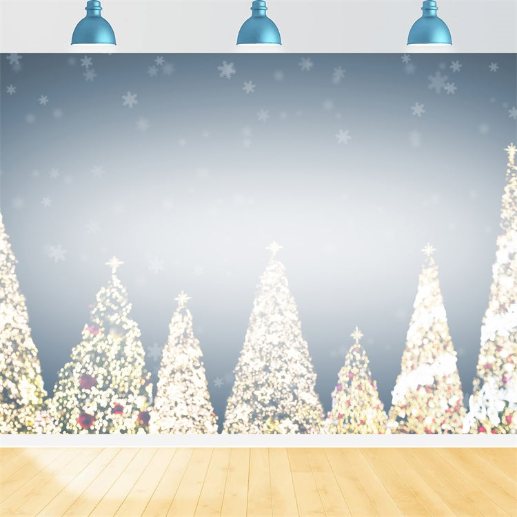 Winter Snowy Luminous Trees Snowflake Backdrop BRP9-340