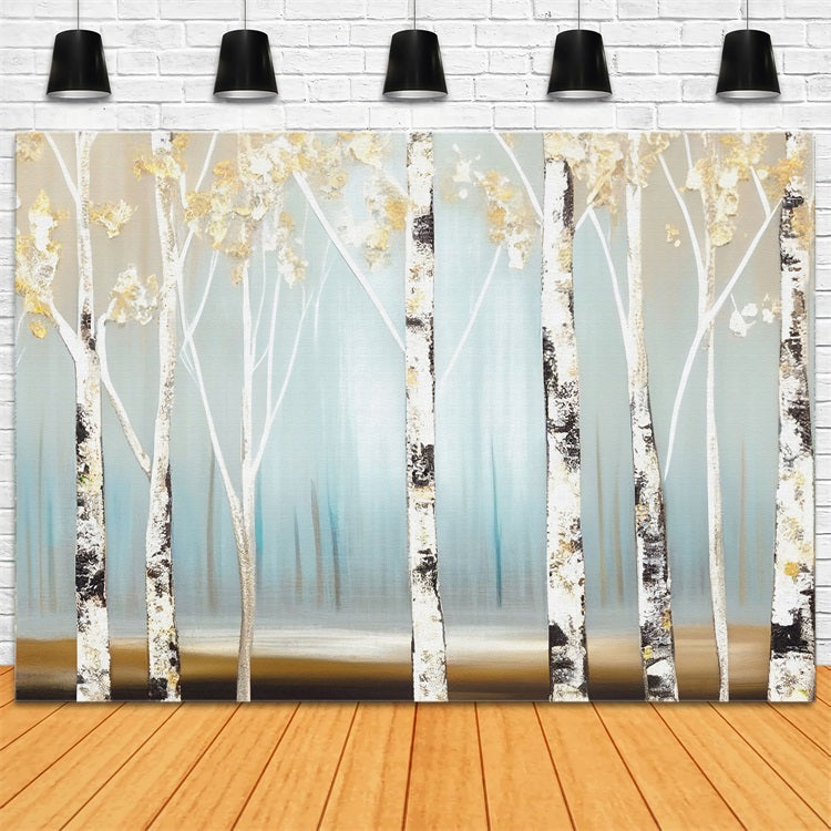 Winter Serene Birch Forest Light Haze Backdrop BRP9-342