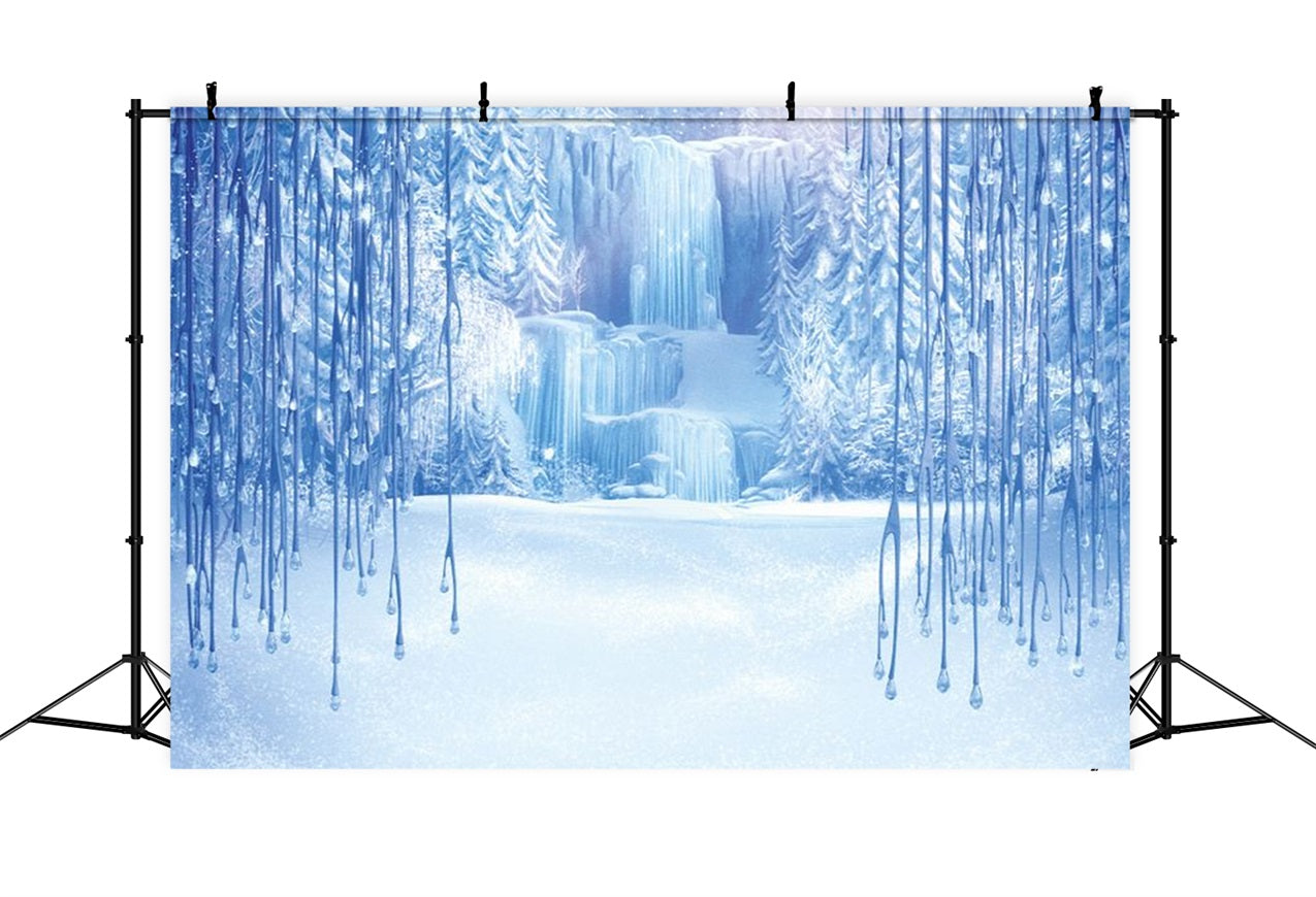 Snowy Wonderland Frozen Waterfall Icicles Backdrop BRP9-347