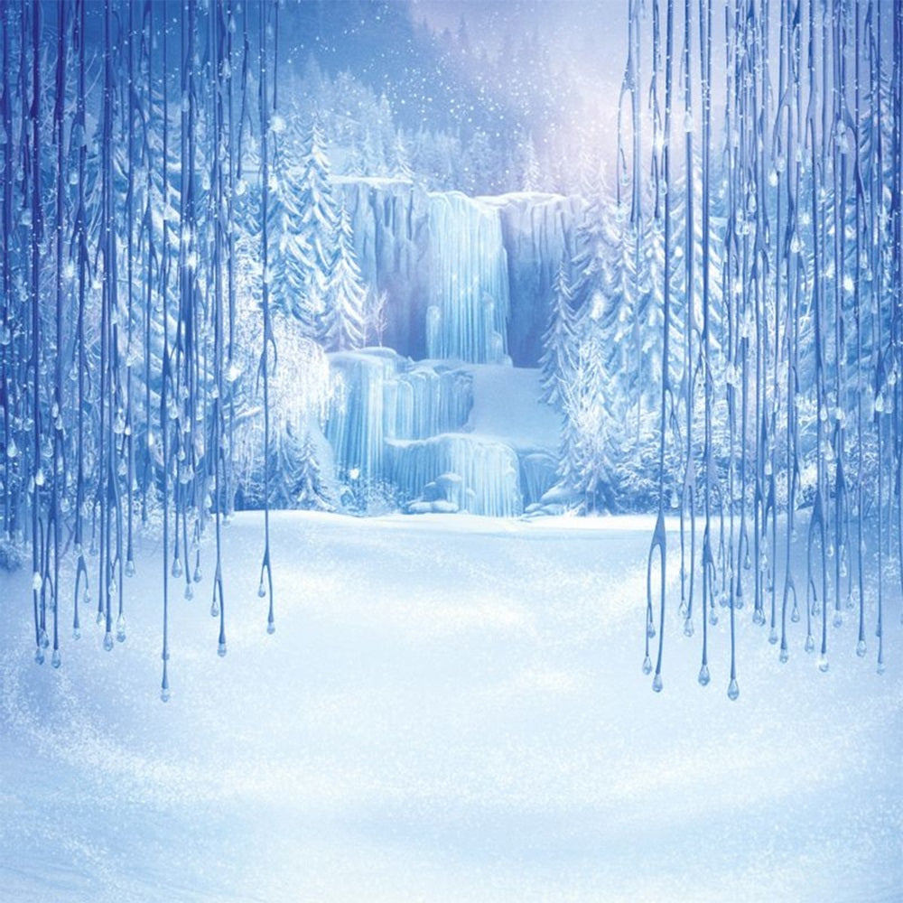 Snowy Wonderland Frozen Waterfall Icicles Backdrop BRP9-347