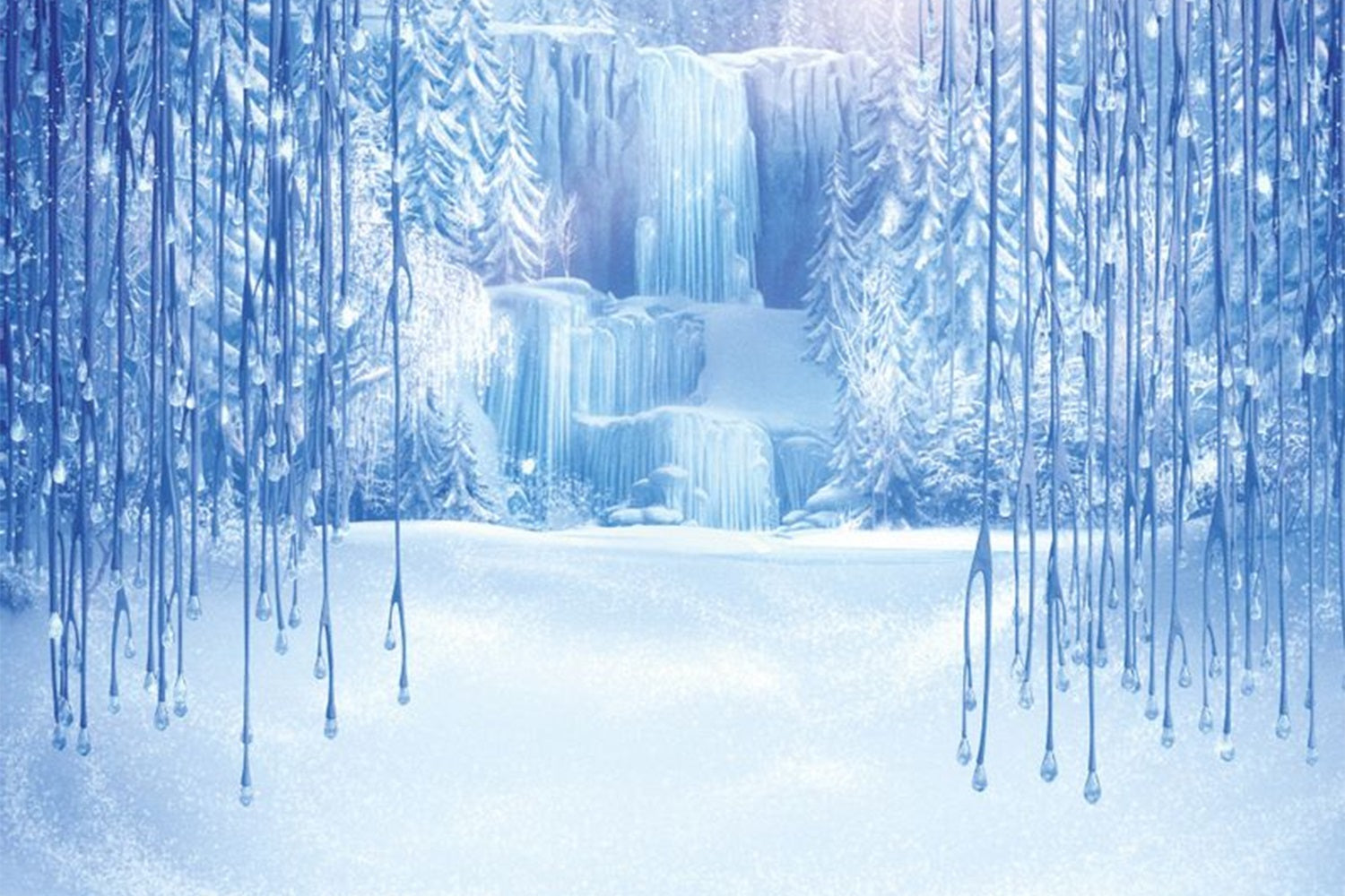 Snowy Wonderland Frozen Waterfall Icicles Backdrop BRP9-347