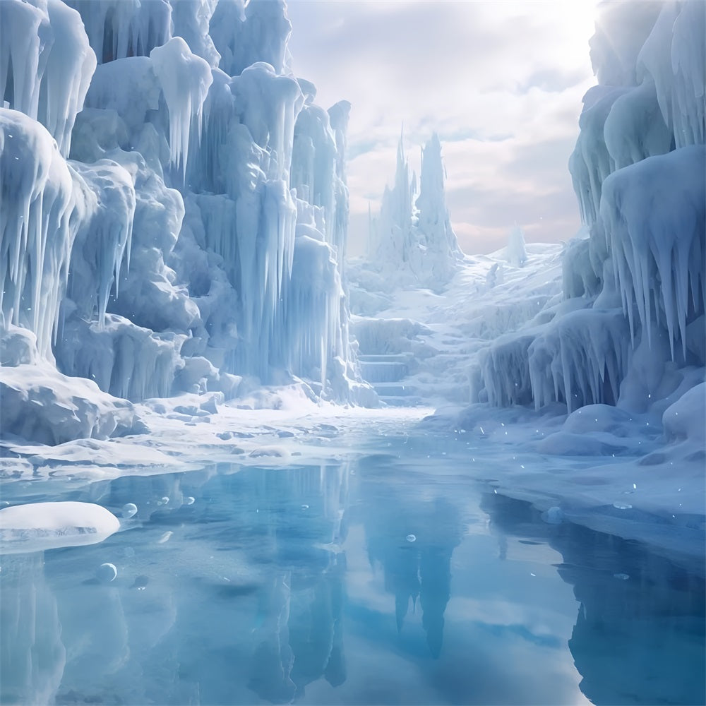 Majestic Ice Caves Reflecting Waters Backdrop BRP9-353