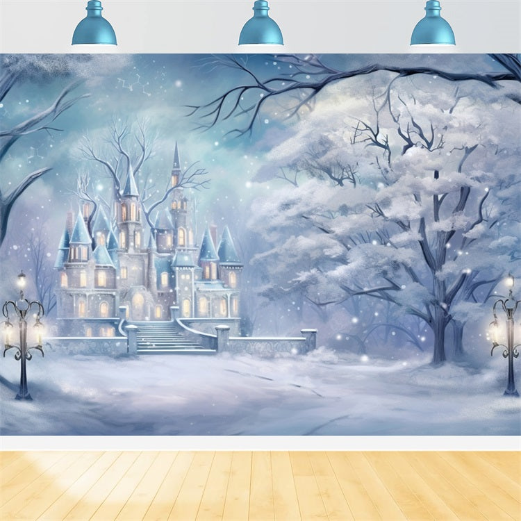 Enchanted Snow Castle Winter Fantasy Backdrop BRP9-358