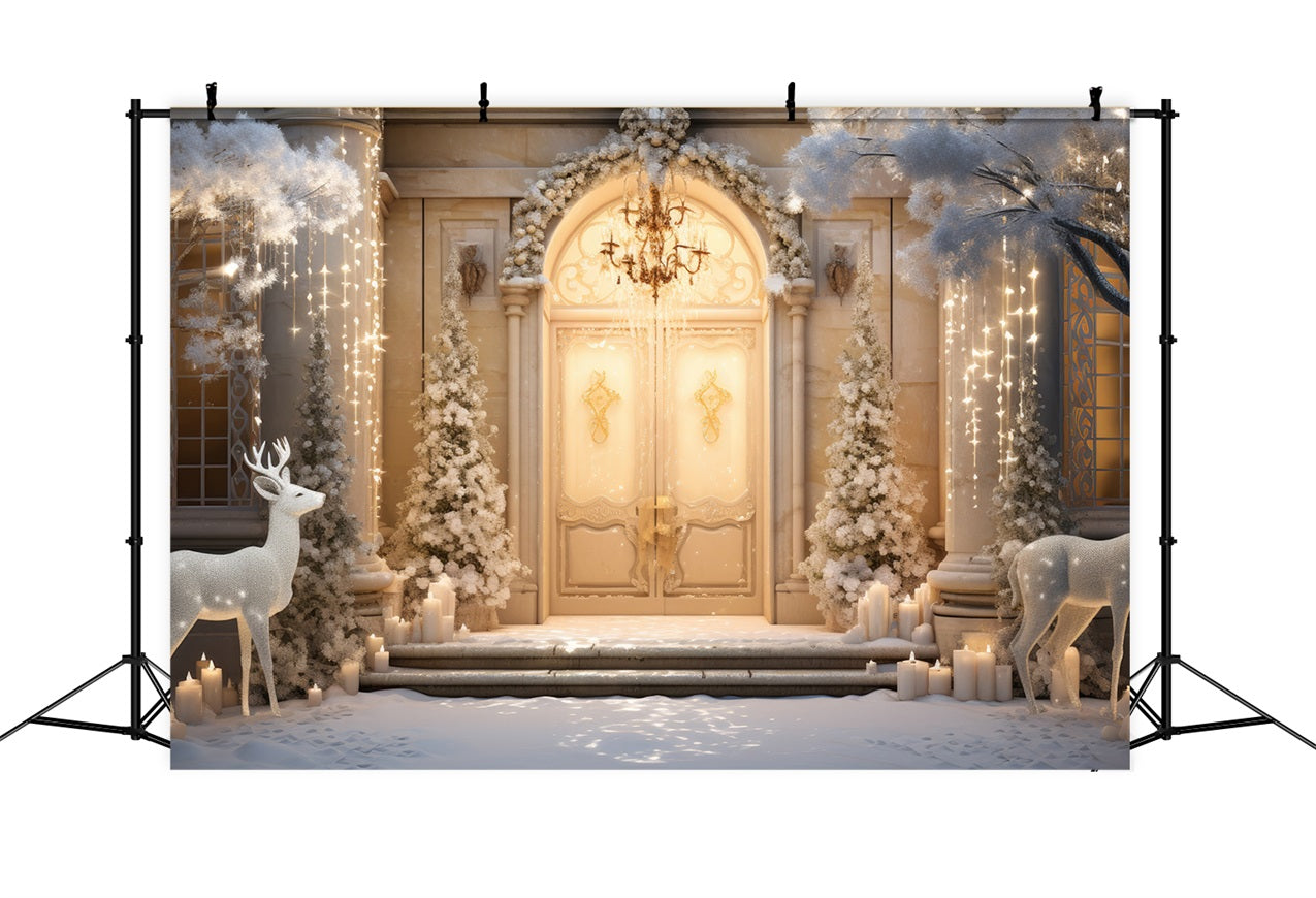 Winter Wonderland Reindeer Candlelight Backdrop BRP9-359