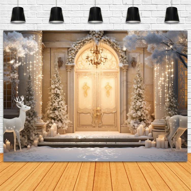 Winter Wonderland Reindeer Candlelight Backdrop BRP9-359