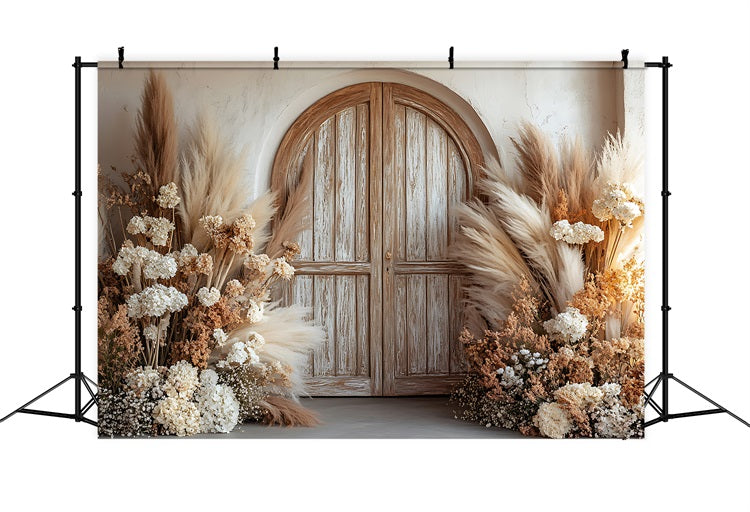 Bohemian Style Neutral Floral Entrance Decor Backdrop BRP9-376