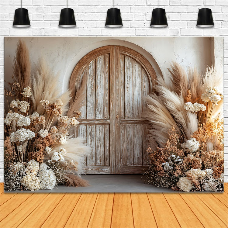 Bohemian Style Neutral Floral Entrance Decor Backdrop BRP9-376