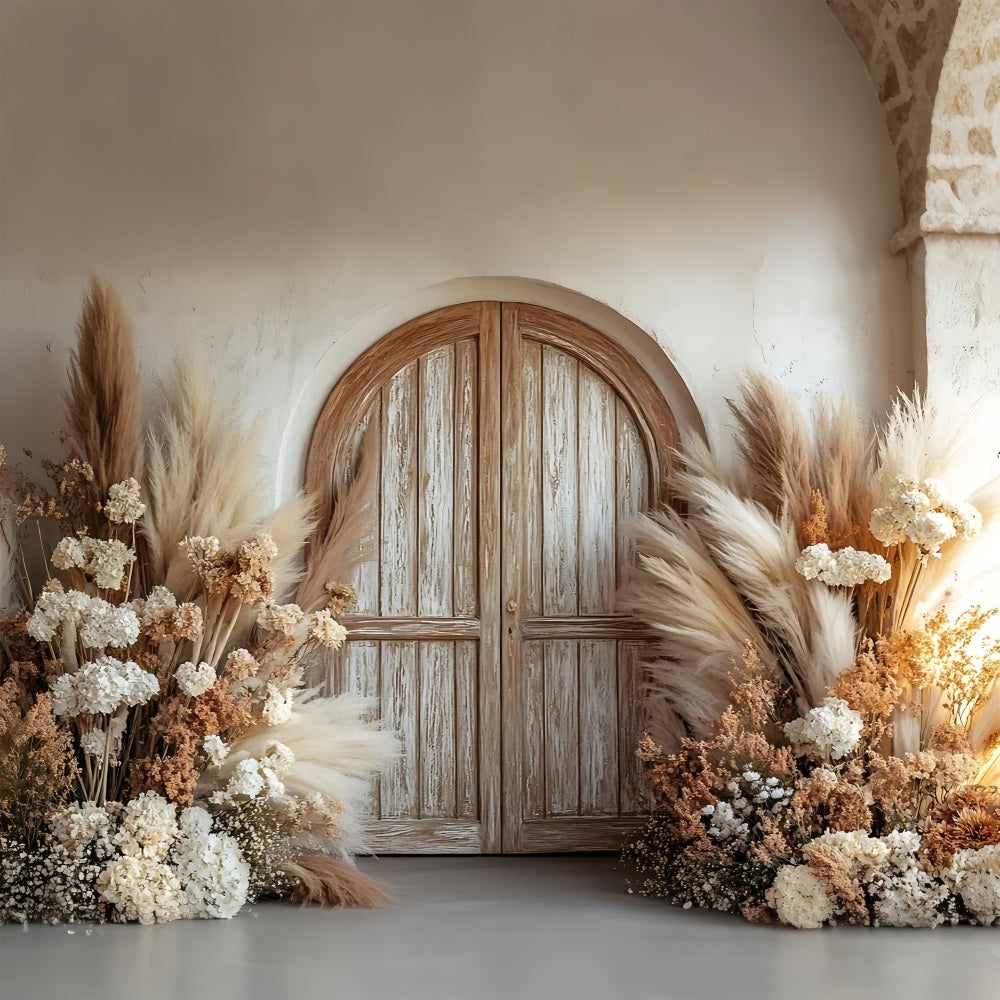 Bohemian Style Neutral Floral Entrance Decor Backdrop BRP9-376