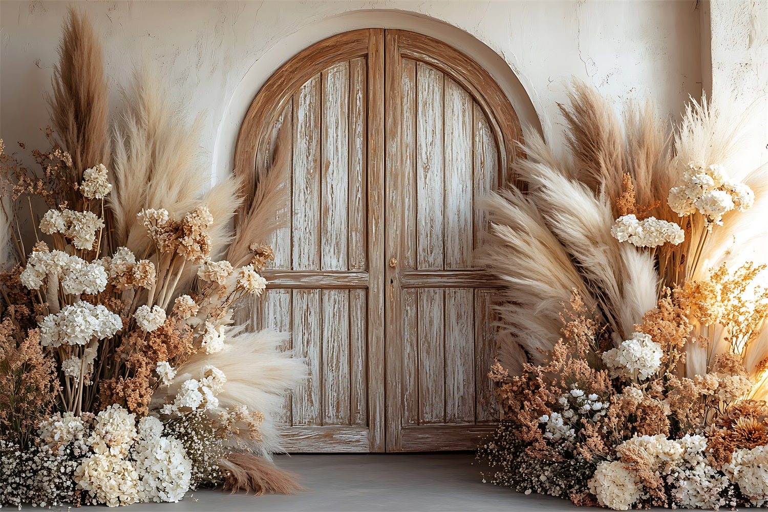 Bohemian Style Neutral Floral Entrance Decor Backdrop BRP9-376