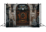 Snowflake Wreath Christmas Wooden Door Backdrop BRP9-41