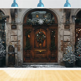 Snowflake Wreath Christmas Wooden Door Backdrop BRP9-41