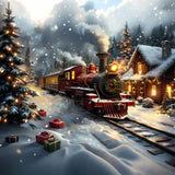 Snowy Night Christmas Train Adventure Backdrop BRP9-76