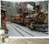 Winter Christmas Train Snowy Tracks Backdrop BRP9-81