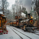 Winter Christmas Train Snowy Tracks Backdrop BRP9-81