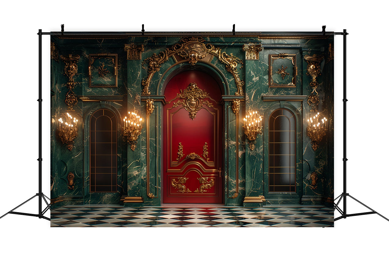 Marble Hall Entrance Gold Decor Backdrop BRP9-85