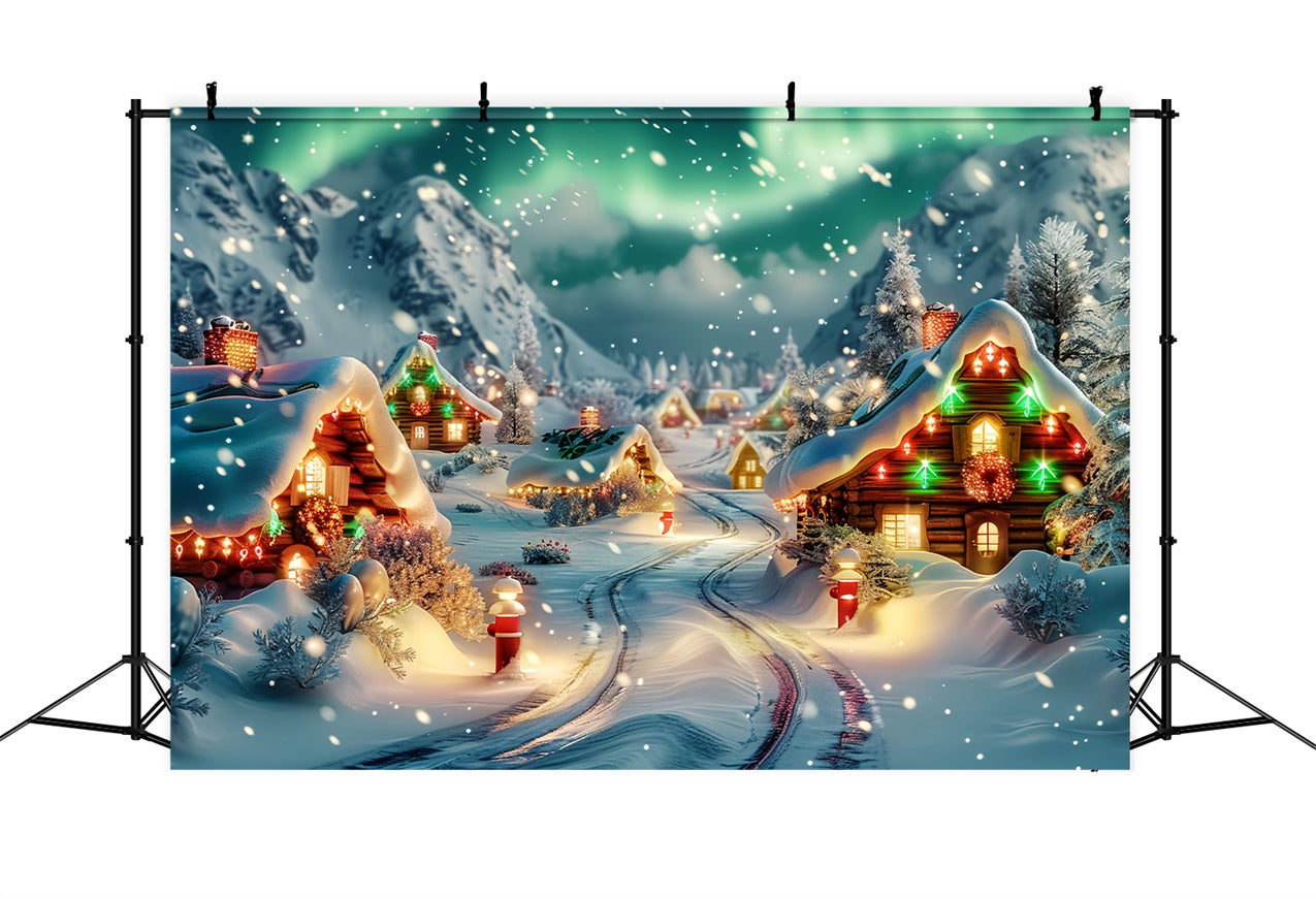 Aurora Lit Christmas Village Snowfall Backdrop BRP9-86