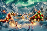 Aurora Lit Christmas Village Snowfall Backdrop BRP9-86