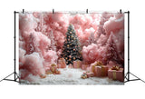 Pink Christmas Forest Snowflakes and Gifts Backdrop BRP9-90