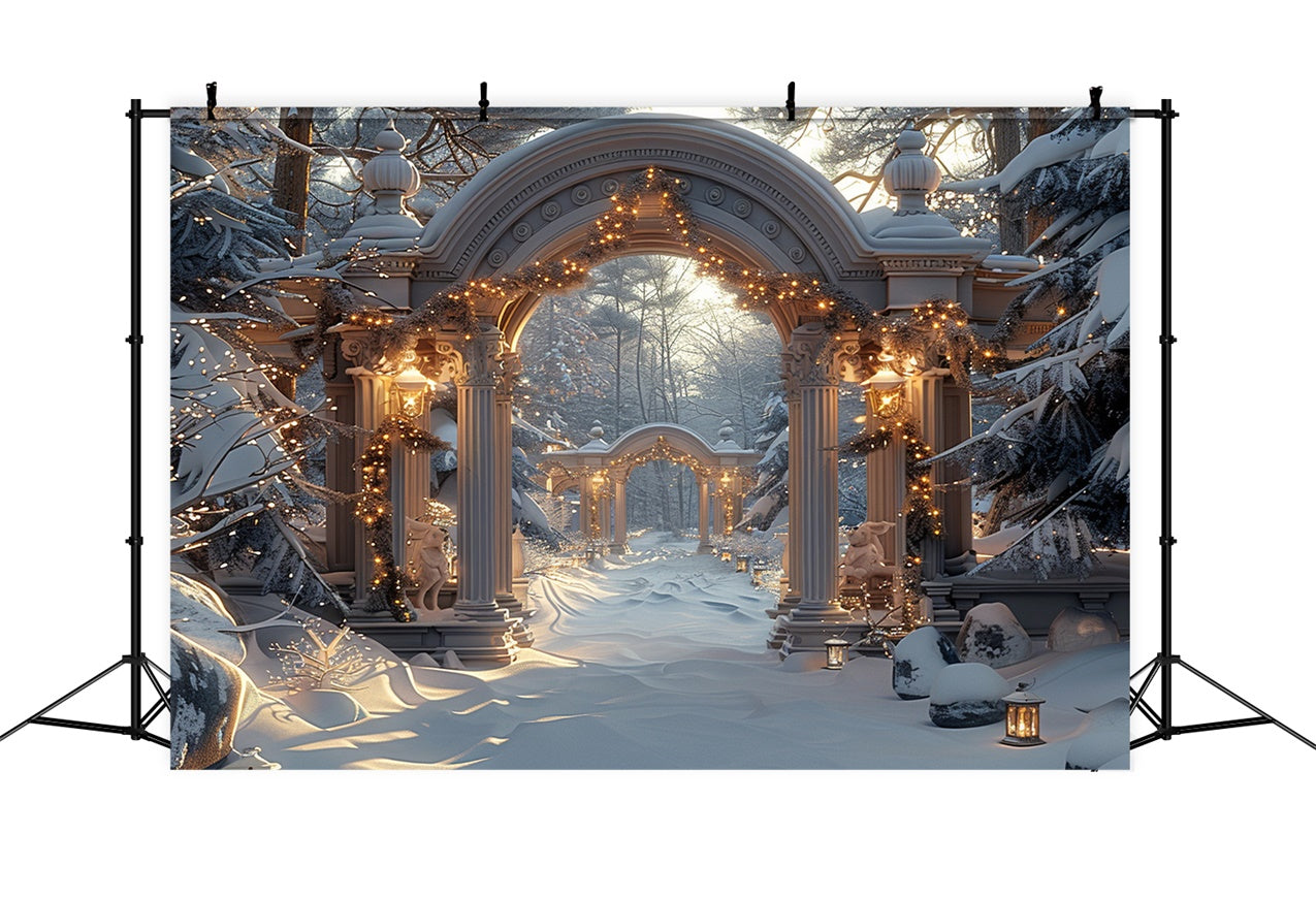 Frosty Christmas Arches Snow Lanterns Backdrop BRP9-97