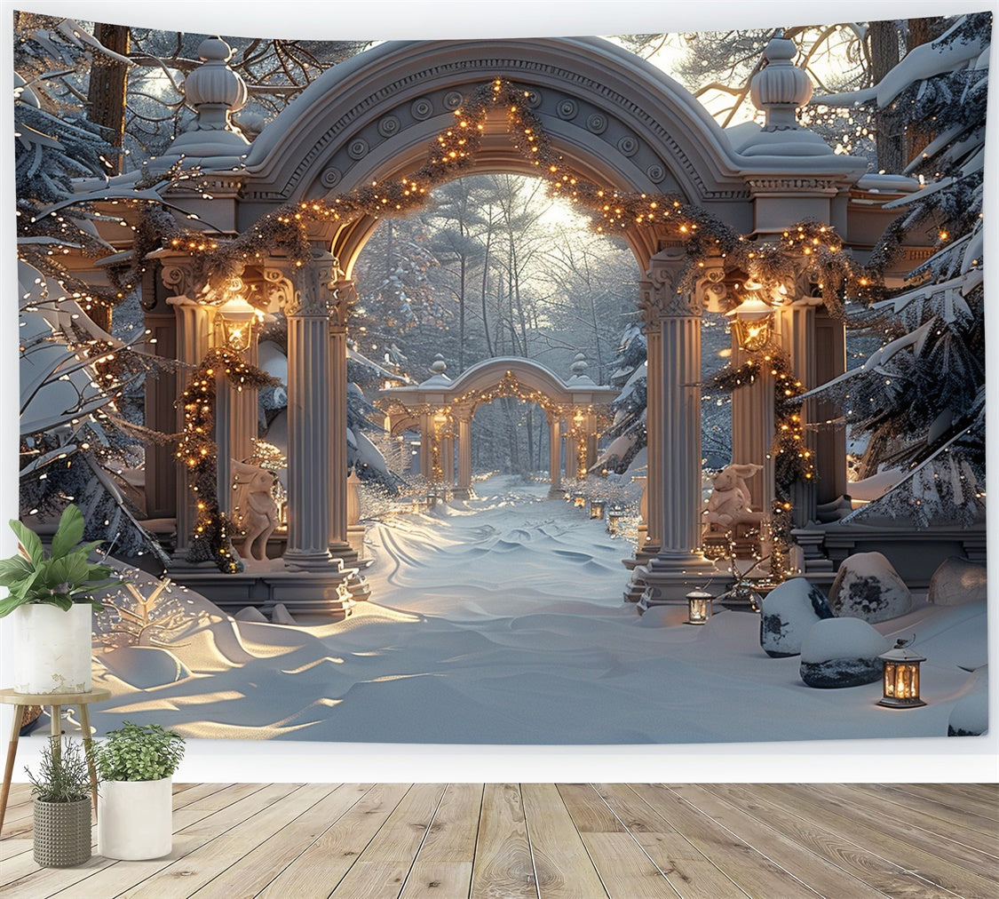 Frosty Christmas Arches Snow Lanterns Backdrop BRP9-97